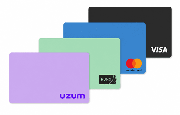 Uzum, Humo, Mastercard and Visa cards