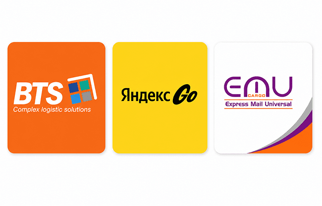 BTS Express, Yandex Go and EMU logos